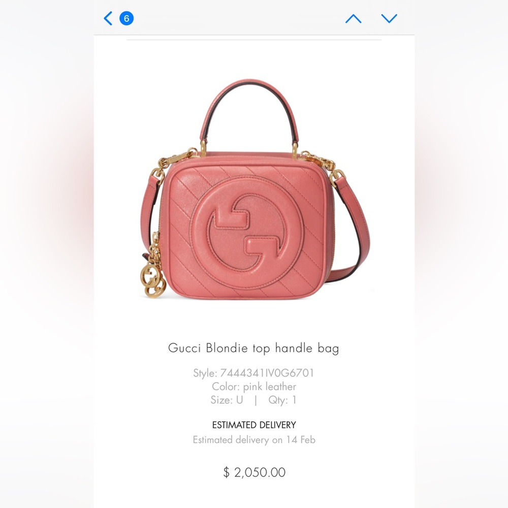 Gucci Blondie top handle bag in pink